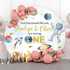 Aperturee - First Trip Pretty Planet Round 1st Birthday Backdrop