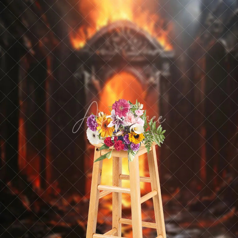 Aperturee - Flame Vintage Door Studio Photography Backdrop