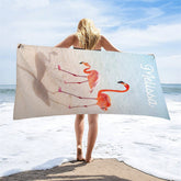 Aperturee - Flamingos Clear Sea Sand Holiday Custom Beach Towel