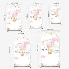 Aperturee - Floral Animals Up Up Away Arch Baby Shower Backdrop