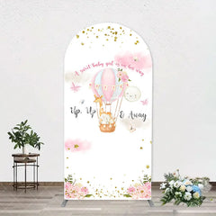 Aperturee - Floral Animals Up Up Away Arch Baby Shower Backdrop