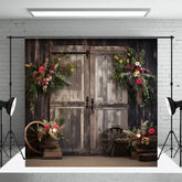 Aperturee - Floral Barn Wooden Door Cake Smash Photo Backdrop