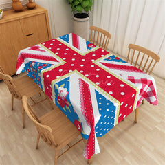 Aperturee - Floral British Flag White Dots Rectangle Tablecloth