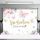 Aperturee - Floral Butterfly Grad Class Of 2026 Photo Backdrop