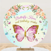 Aperturee - Floral Butterfly Kisses Round Backdrop For Birthday