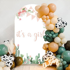Aperturee - Floral Cactus Its A Girl Baby Shower Arch Backdrop