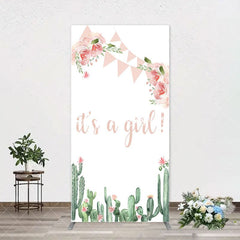 Aperturee - Floral Cactus Its A Girl Baby Shower Arch Backdrop
