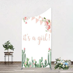 Aperturee - Floral Cactus Its A Girl Baby Shower Arch Backdrop