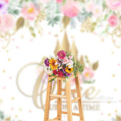 Aperturee - Floral Castle Dot Once Upon A Time Spring Backdrop