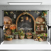 Aperturee - Floral Charcoal Grey Wall Eggs Easter Photo Backdrop
