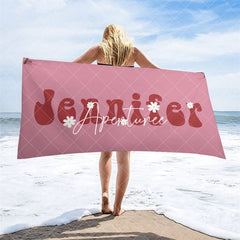 Aperturee - Floral Custom Name Summer Beach Towel for Kids