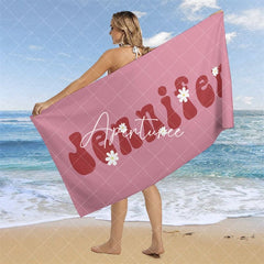 Aperturee - Floral Custom Name Summer Beach Towel for Kids