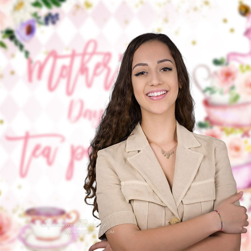 Aperturee - Floral Desserts Cups Mothers Day Tea Party Backdrop