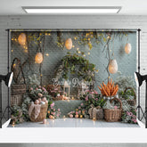 Aperturee - Floral Egg Greyish Green Easter Photography Backdrop