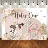 Aperturee - Floral Farm Holy Cow Cute Happy Birthday Backdrop