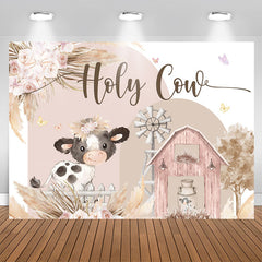 Aperturee - Floral Farm Holy Cow Cute Happy Birthday Backdrop