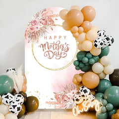 Aperturee - Floral Glitter Happy Mothers Day Arch Backdrop for Event