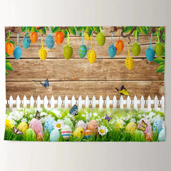 Aperturee - Floral Grass Yard With Butterfly Easter Backdrop