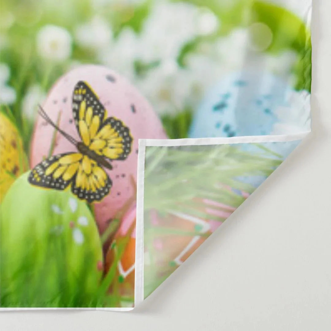 Aperturee - Floral Grass Yard With Butterfly Easter Backdrop
