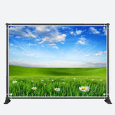 Aperturee - Floral Green Grassland Blue Sky Spring Backdrop