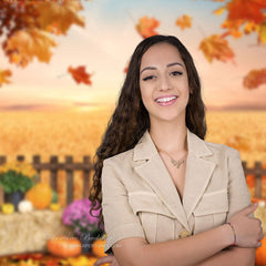 Aperturee - Floral Harvest Pumpkin Maple Leaf Autumn Backdrop