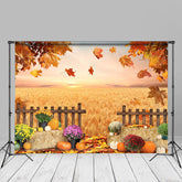 Aperturee - Floral Harvest Pumpkin Maple Leaf Autumn Backdrop