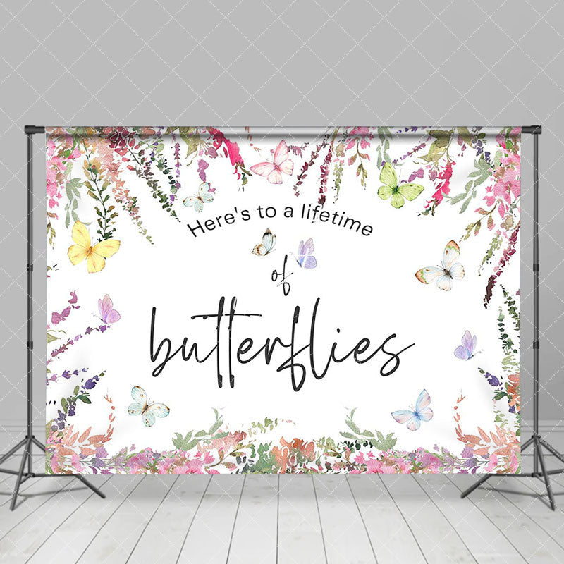 Aperturee - Floral Heres To A Lifetime Of Butterflies Backdrop