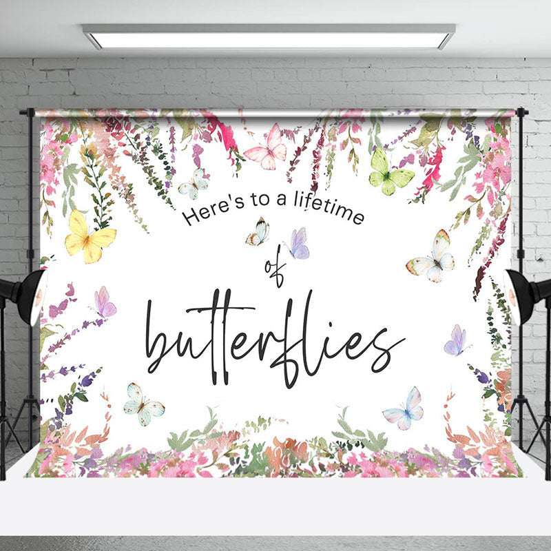 Aperturee - Floral Heres To A Lifetime Of Butterflies Backdrop