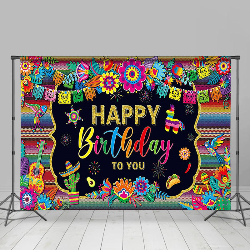Aperturee - Floral Mexican Fiesta Festival Theme Backdrop