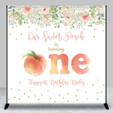 Aperturee - Floral Peach Custom 1st Birthday Backdrop For Girl
