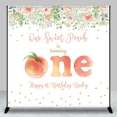 Aperturee - Floral Peach Custom 1st Birthday Backdrop For Girl