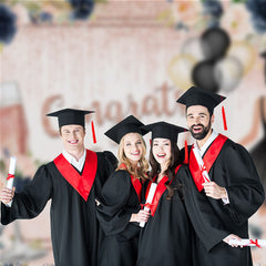 Aperturee - Floral Pink Glitter Congrats Grad Photo Backdrop