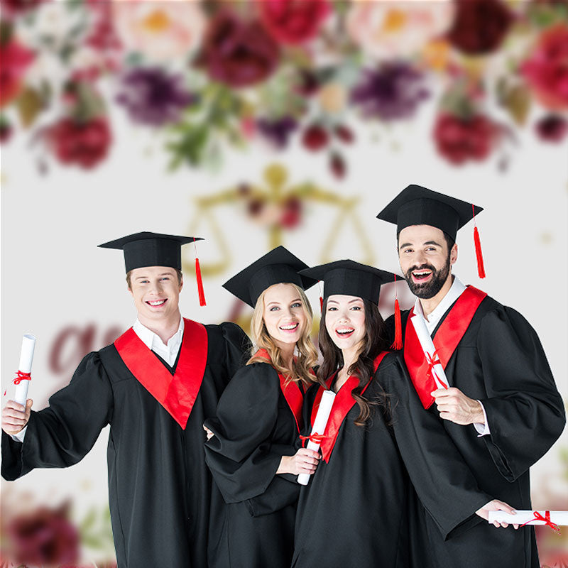 Aperturee - Floral Scale Graduation Party Backdrop For Photo