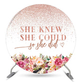 Aperturee Floral She Knew Could Round Graduation Backdrop