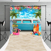 Aperturee - Floral Trees Car Summer Beach Photo Sweep Backdrop