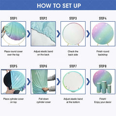 Aperturee - Floral Unicorn Rainbow Girl Round Birthday Backdrop Kit