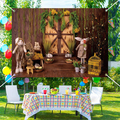 Aperturee - Floral Vines Dark Brown House Bunny Easter Backdrop
