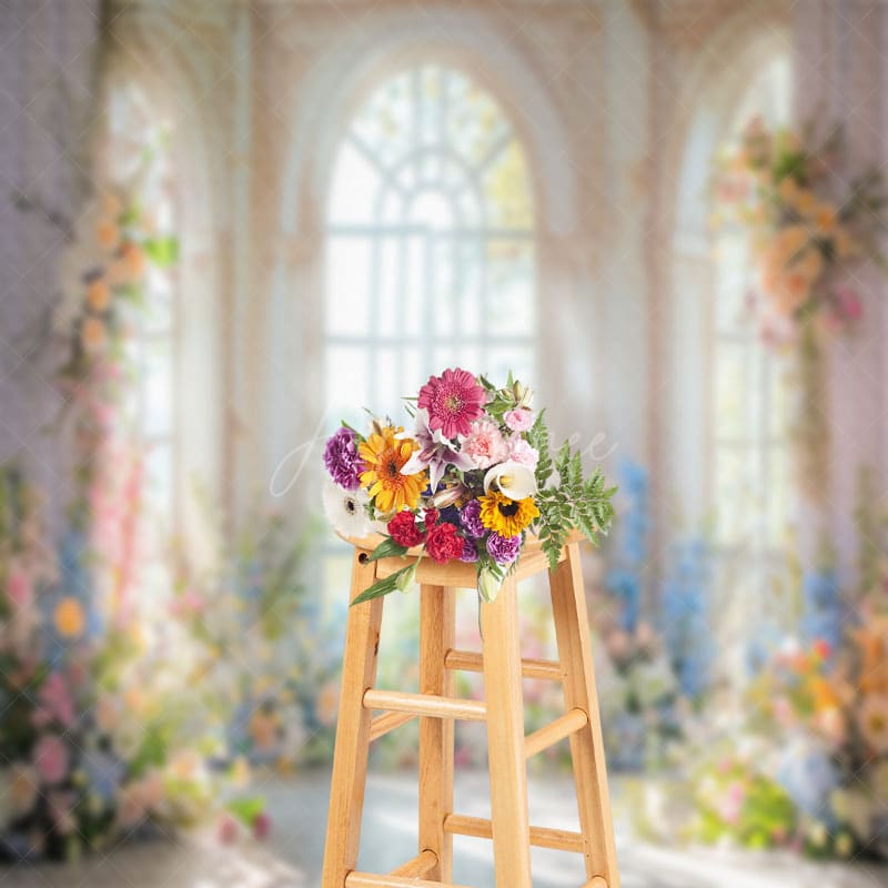 Aperturee - Floral Warm Sunlight Window Backdrop For Wedding