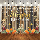 Aperturee - Floral Wooden Wall Sparking Light Birthday Backdrop