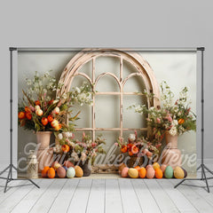 Aperturee - Flowers Colorful Eggs Arch Window Easter Backdrop