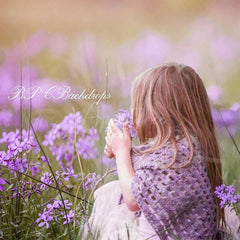Aperturee - Flowers Sunset Purple Flowers Photography Backdrop