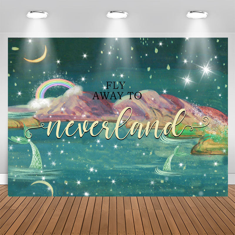 Aperturee - Fly Away To Neverland Winter Night Baby Shower Backdrop