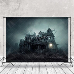 Aperturee - Fog Covers Dilapidated Castle At Night Backdrop