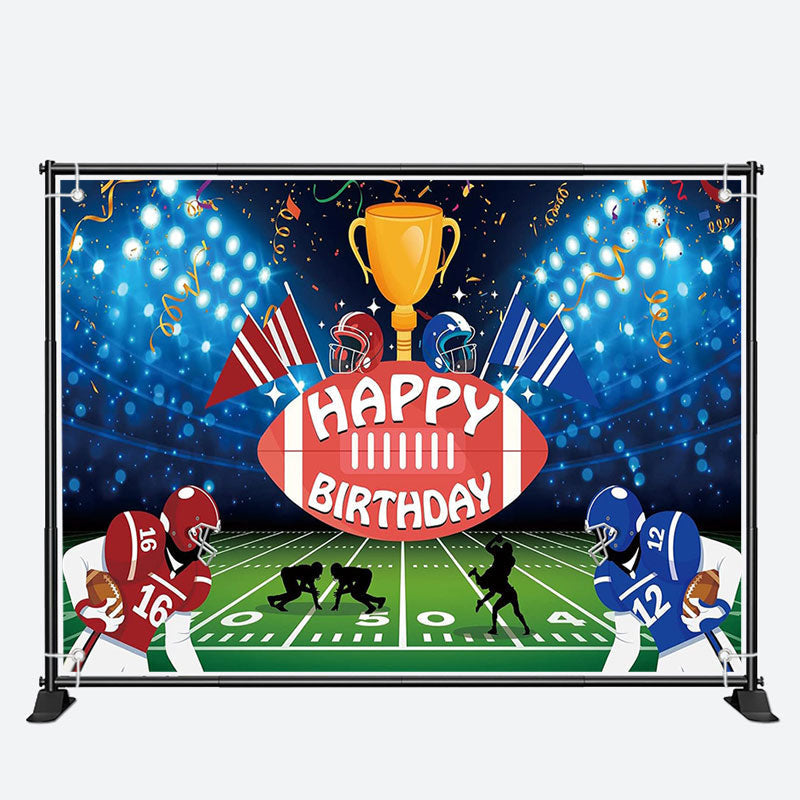 Aperturee - Football Field Player Trophy Sport Birthday Backdrop
