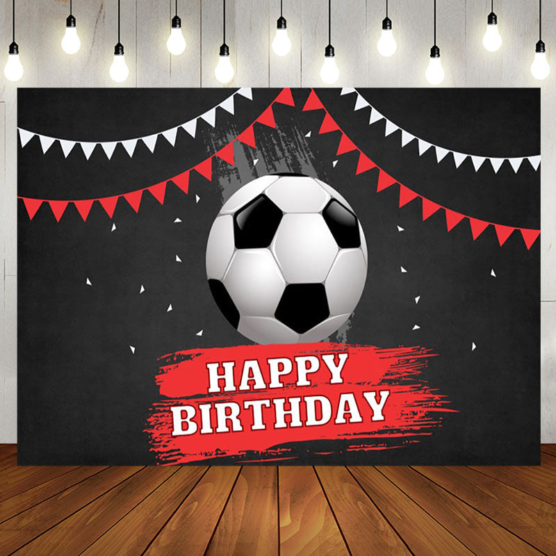Aperturee - Football Flag Black Happy Birthday Backdrop For Boy