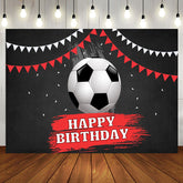 Aperturee - Football Flag Black Happy Birthday Backdrop For Boy