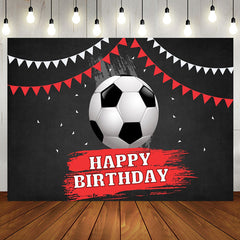 Aperturee - Football Flag Black Happy Birthday Backdrop For Boy