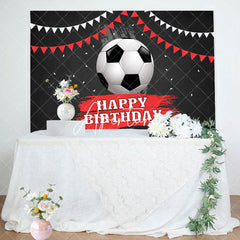 Aperturee - Football Flag Black Happy Birthday Backdrop For Boy