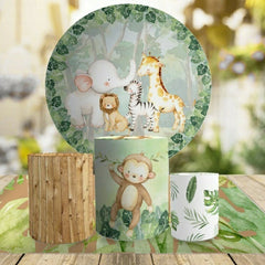 Aperturee Forest Animals Round Kids Birthday Party Backdrop Kit