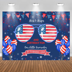 Aperturee - Fourth of July Stars and Stripes 1st Birthday Backdrop